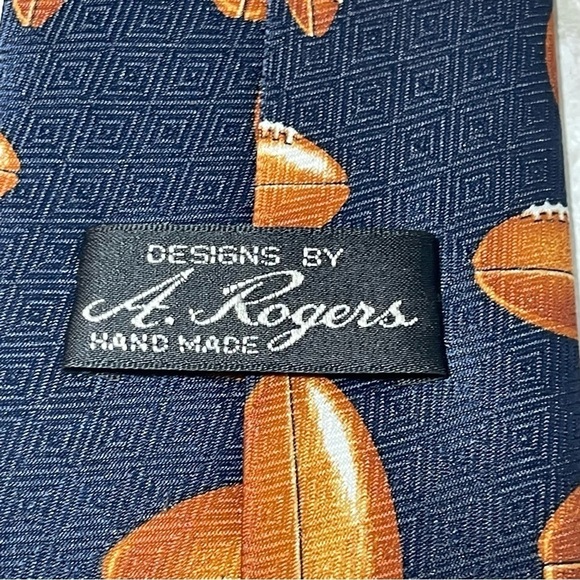 A. Rogers‎ Tie Navy Football Handmade - Picture 3 of 4